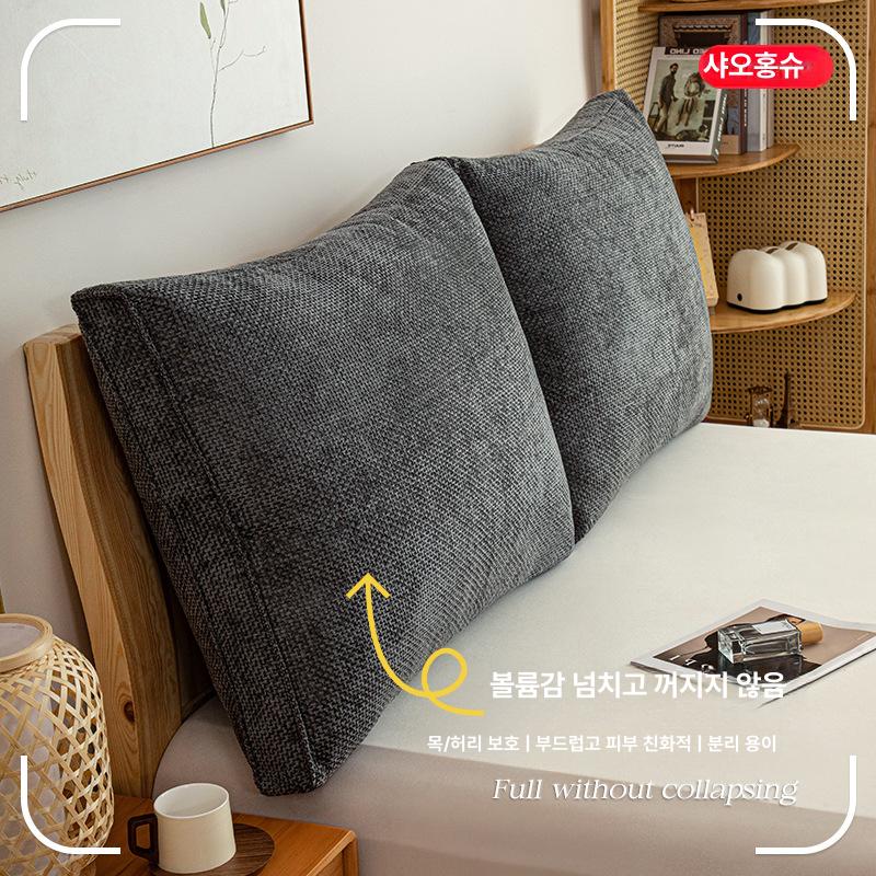 북유럽 스타일 침대 등받이 소파 대형 고급 소프트 패브릭 체리블라썸핑크 60 x 60x10 - 상세 이미지 5