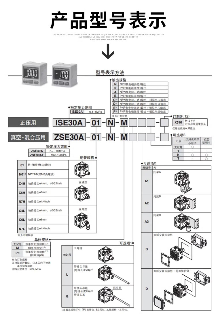 SMC 디지털 디스플레이 ISE30A/ZSE30AF-C6H-C4H-C4L-C6L-N-P-A-B-C-D-E-F-L-ML