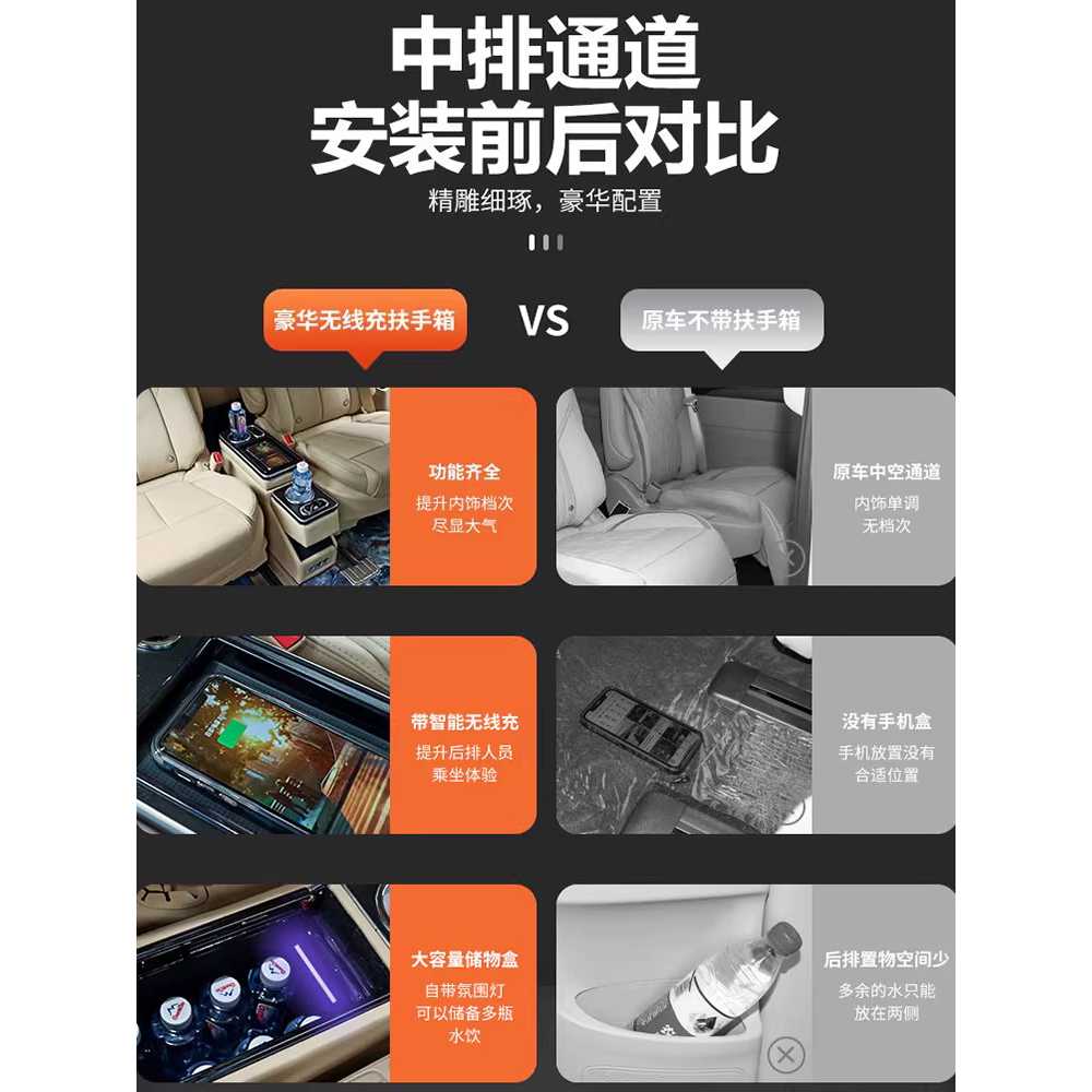 컵홀더 콘솔 차량용 팔걸이 수납함 중앙 시트 베이지 목재+초극세사 가죽 클래식 딥블랙 - 상세 이미지 2