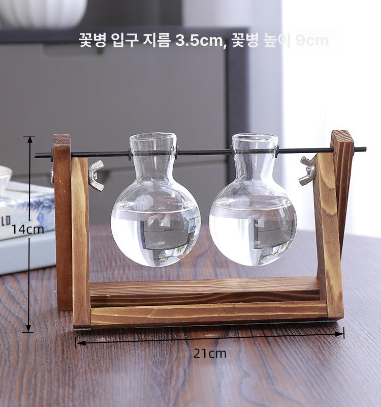 아크릴 투명 꽃병 소품 수경재배 원통 실린더 대형 엔틱 빈티지 더블 화병 중간 - 상세 이미지 4