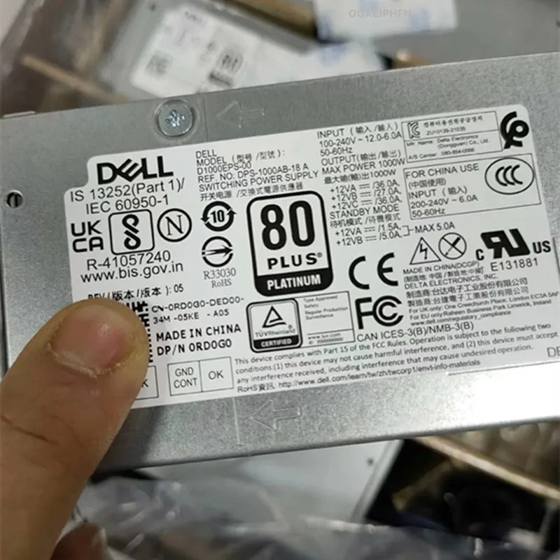 DELL XPS8950 R13 R14 R15 R16 10Pin 1000W D1000EPS-00 0RD0G0 RD0G0 DPS-1000AB-18 A 새 원본 전원공급장치