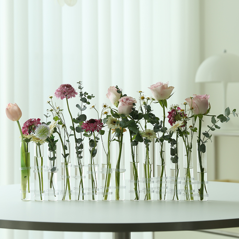 루시 이케바나 유리화병 꽃꽂이 실린더 투명 시험관 수경재배 꽃병 6구