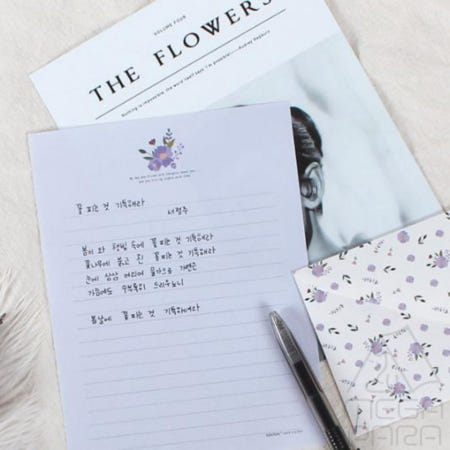 톡톡 프 레그 런트 플라워 편지지 세트 G-L657 색상랜덤 10개입 귀여운편지지
