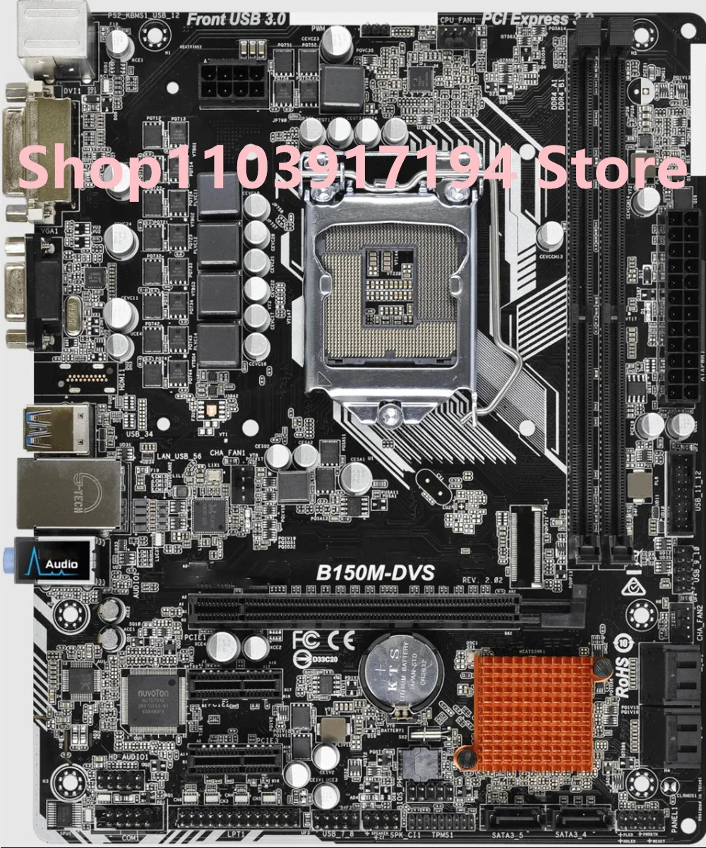 ASRock호환 B150M-DVS 마더보드 LGA 1151 DDR4 32G SATA3 USB3.0 VGA DVI Micro- 지원 7 세대 6 코어 i3-6100 CPU