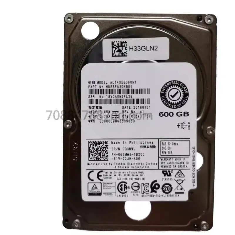 오리지널 GWJ 600G 12G 10K SAS 2.5 AL14SEB060NY