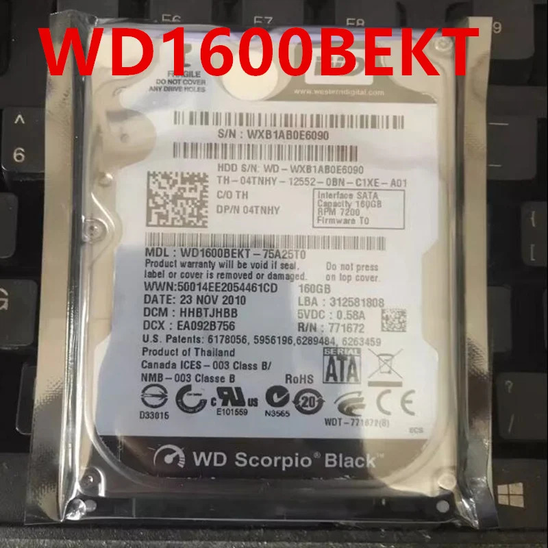 오리지널 거하드 WD 160GB SATA 2.5 인치 7200RPM 16MB 노트북 HDD WD1600BEKT WD1600BPKT