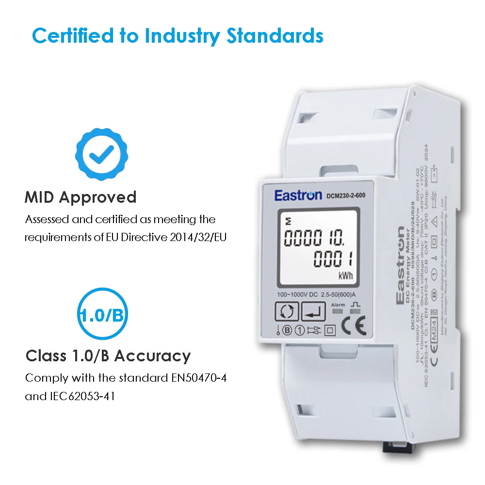 Eastron DCM230-2 시리즈 MID 승150-600A 고속 DC 충전기전류 RS485 전압 측정기