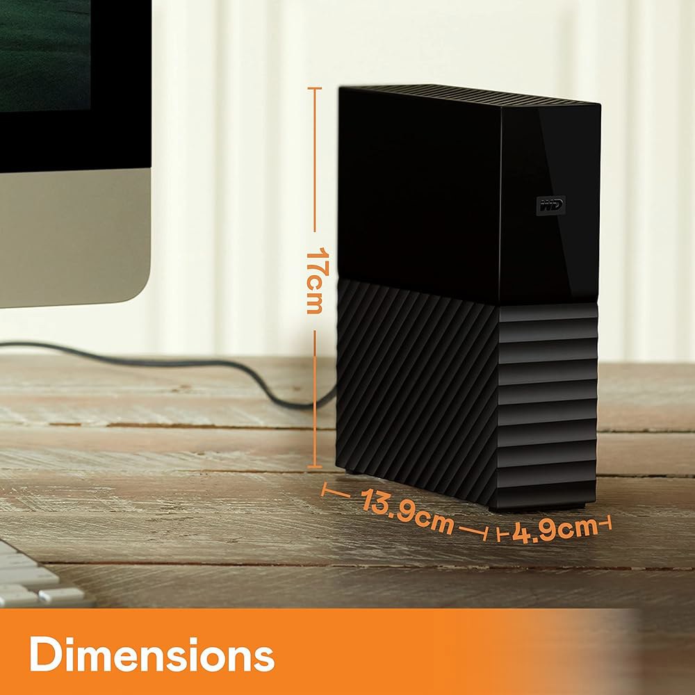 WD 18TB My Book 데스크탑 외장 하드 드라이브, USB 3.0, 비밀번호 보호 및 자동 백업 소프트웨어가 포함된 HDD - WDBGB0180HBK-NESN - 상세 이미지 2