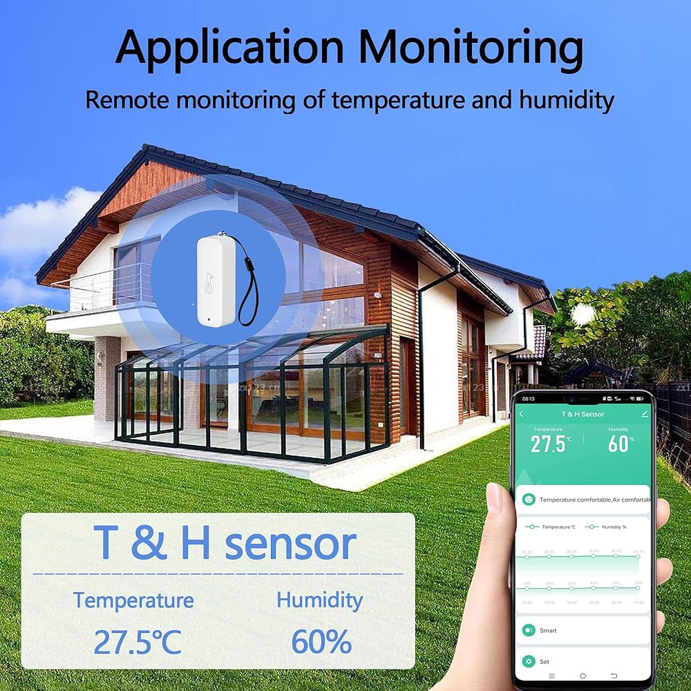 WiFi 습도계 온도계 센서, 원격 앱 알림 알림이 포함된 무선 스마트 온도 습도 모니터, 가정용, 온실용(4팩) 1pack - 상세 이미지 3