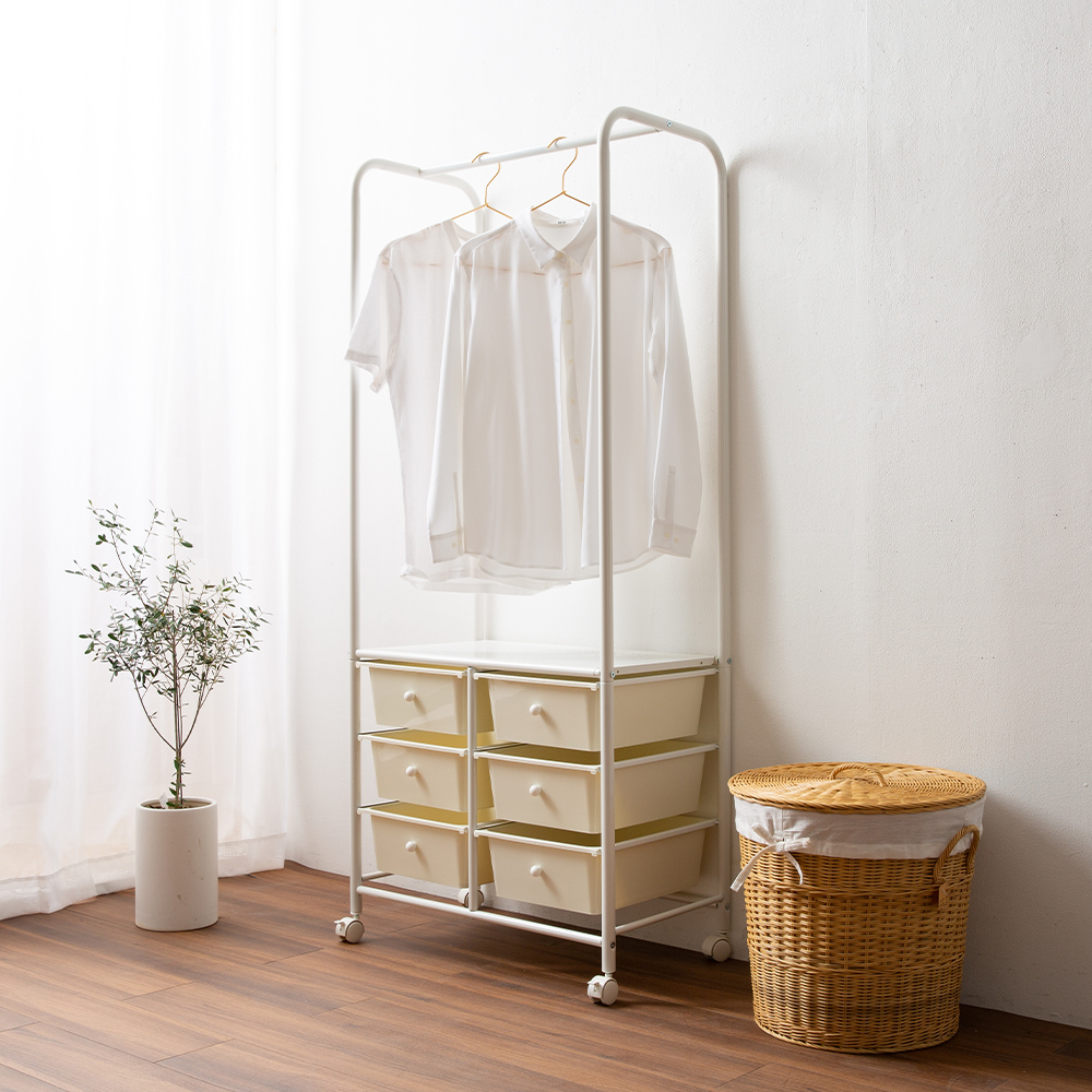 이동식 트롤리행거 옷걸이 튼튼한 서랍형 유아행거 스텐드옷걸이 원룸 아이방