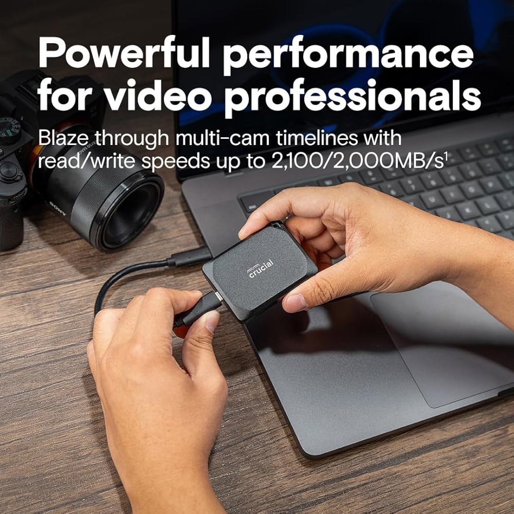 중요한 X10 Pro 2TB 휴대용 SSD, 최대 2100MB/s 읽기, 2000MB/s 쓰기, USB 3.2 USB-C, 외장 솔리드 스테이트 드라이브, PC 및 Mac용 내구성 - 상세 이미지 2