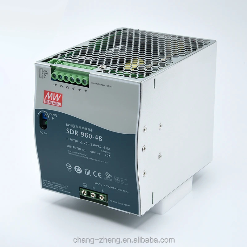 MeanWell SDR-960-24 24V 48V DIN 레일 PFC 40A 전원공급장치 산업제어 시스템 AC 전압 변압기