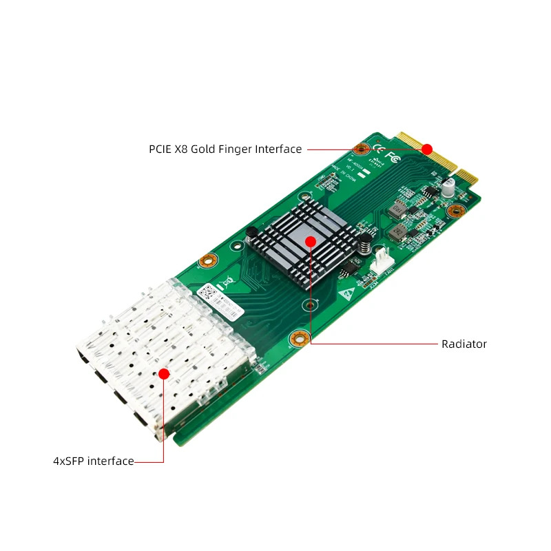 서버 PC 산업Windows Linux4포트 기가비트 PCIe 파이버 네트워크 카드 SFP 1000Mbps N400L-X4 칩