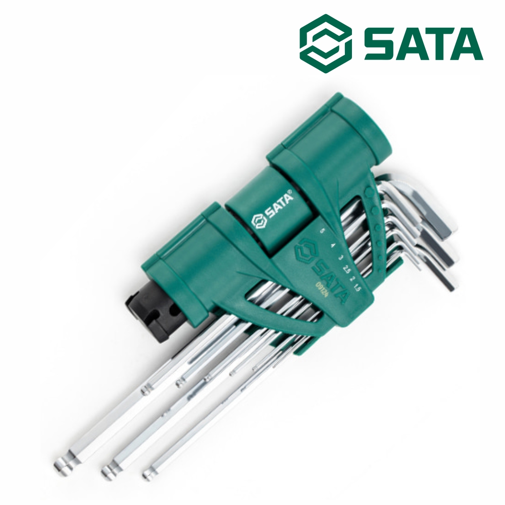 사타 SATA 육각 엑스트라 롱 볼 렌치 토크 핸들 세트 9PCS 09124 기억자랜찌 - 상품 이미지