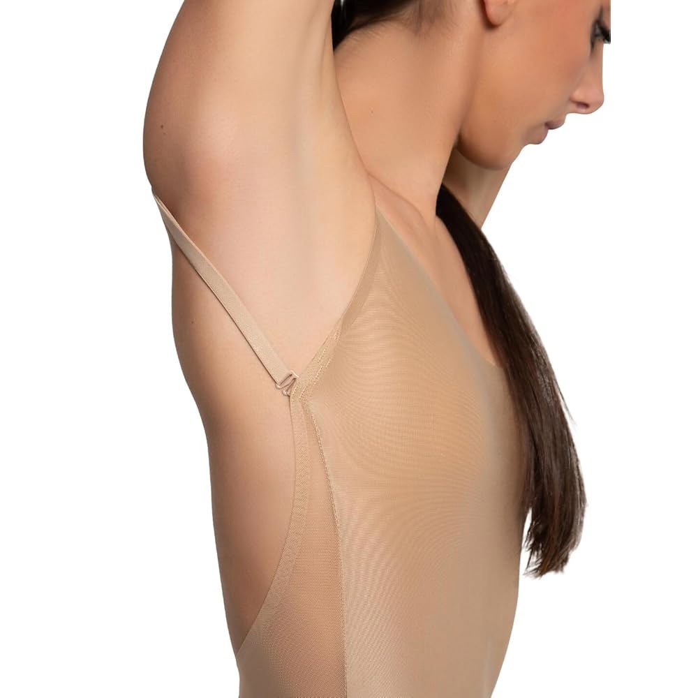 Capezio 여성용 딥 백 캐미솔 레오타드, 베이지. Beige X-Small - 상세 이미지 3