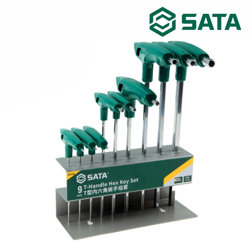 사타 SATA 육각 T-핸들 렌치 세트 9PCS 09118 손잡이랜찌 - 상품 이미지