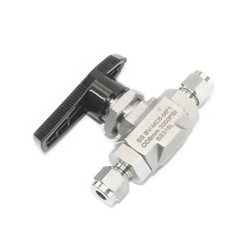 스테인레스 스틸 회로 카드 슬리브 BV 단조 바디 볼 밸브 6000PSI 고압 316L 스트레이트 스루
