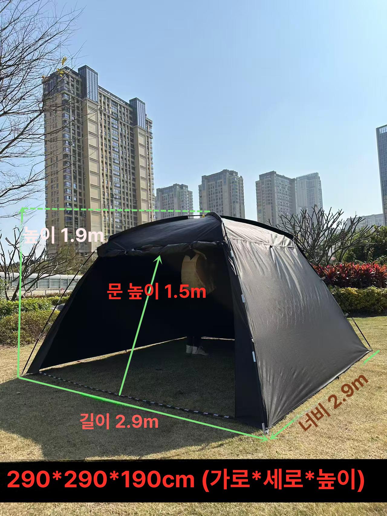 인디언 글램핑 루프탑 마당 방수 천막 베이지 옥상 야외 카키 2문 2창 스노우슬리브 x1.9m - 상세 이미지 5