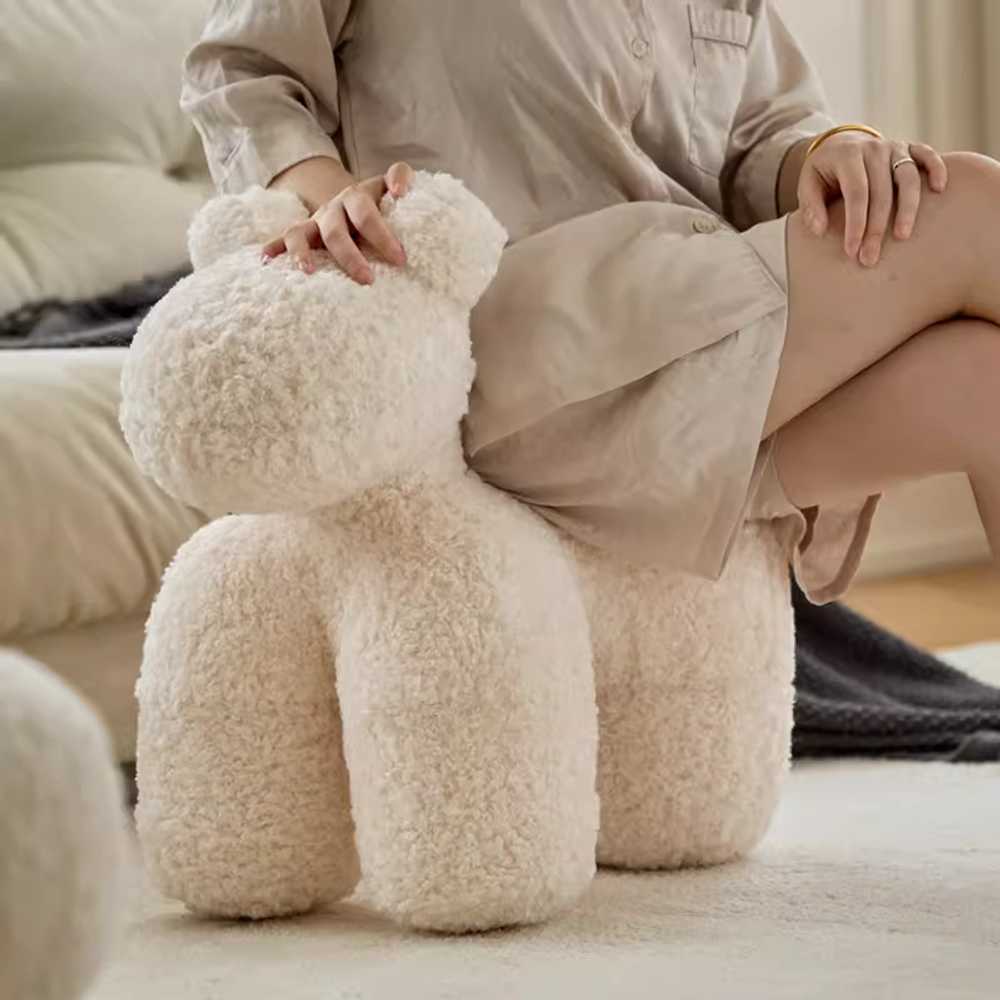 양털 포니체어 북유럽 쇼파 안방 디자인 낮은 거실 흰 화이트 양털 - 상세 이미지 3