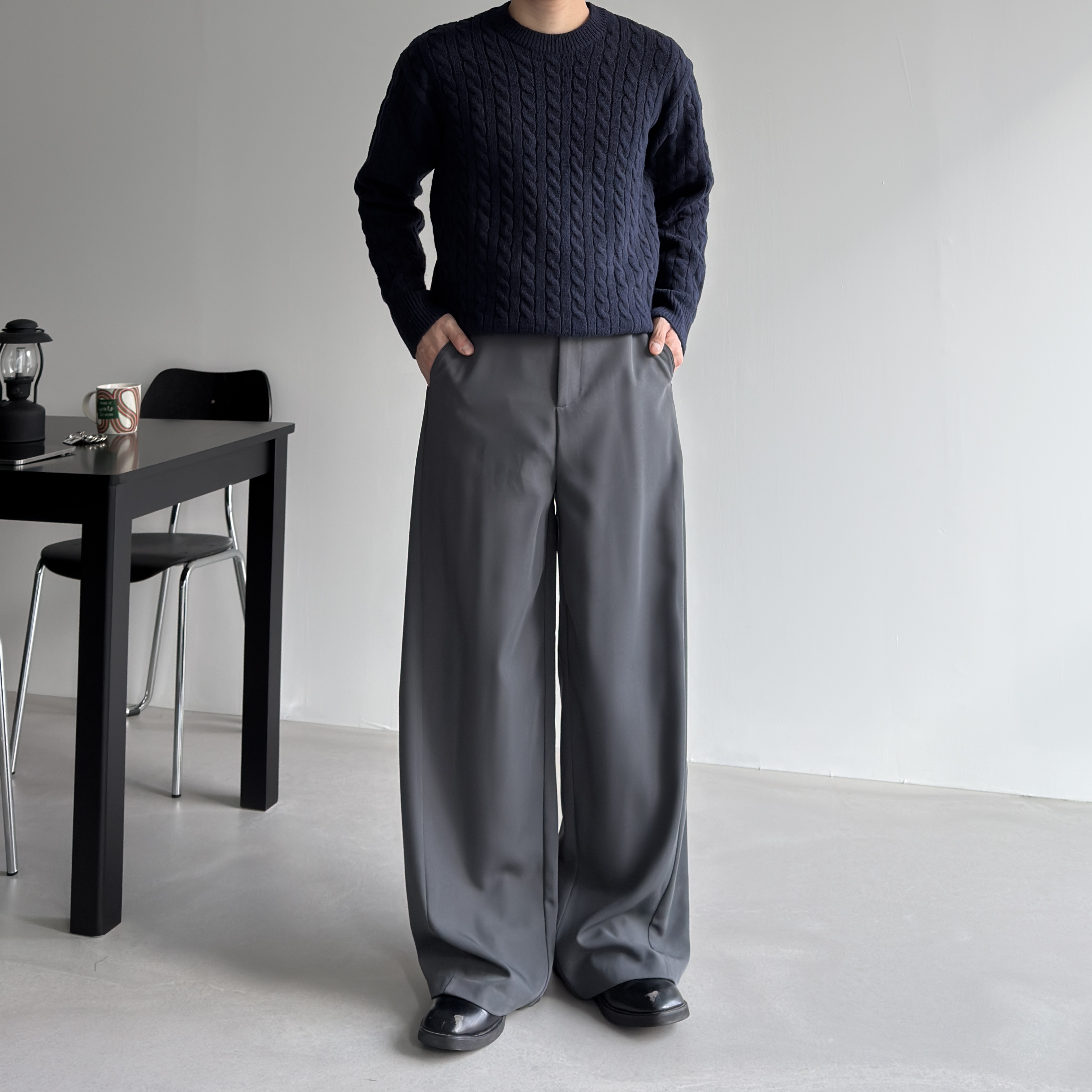3단기장 사이드 핀턱 남자와이드슬랙스 남자밴딩슬랙스 통큰바지 벌룬팬츠 숏, 베이지, 3XL - 상세 이미지 4