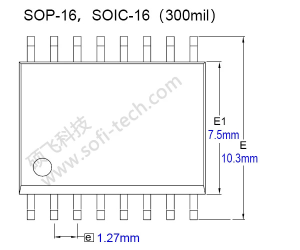 SOP-16 TO DIP16 범버너칩 본체 폭 300mil/7.6mm