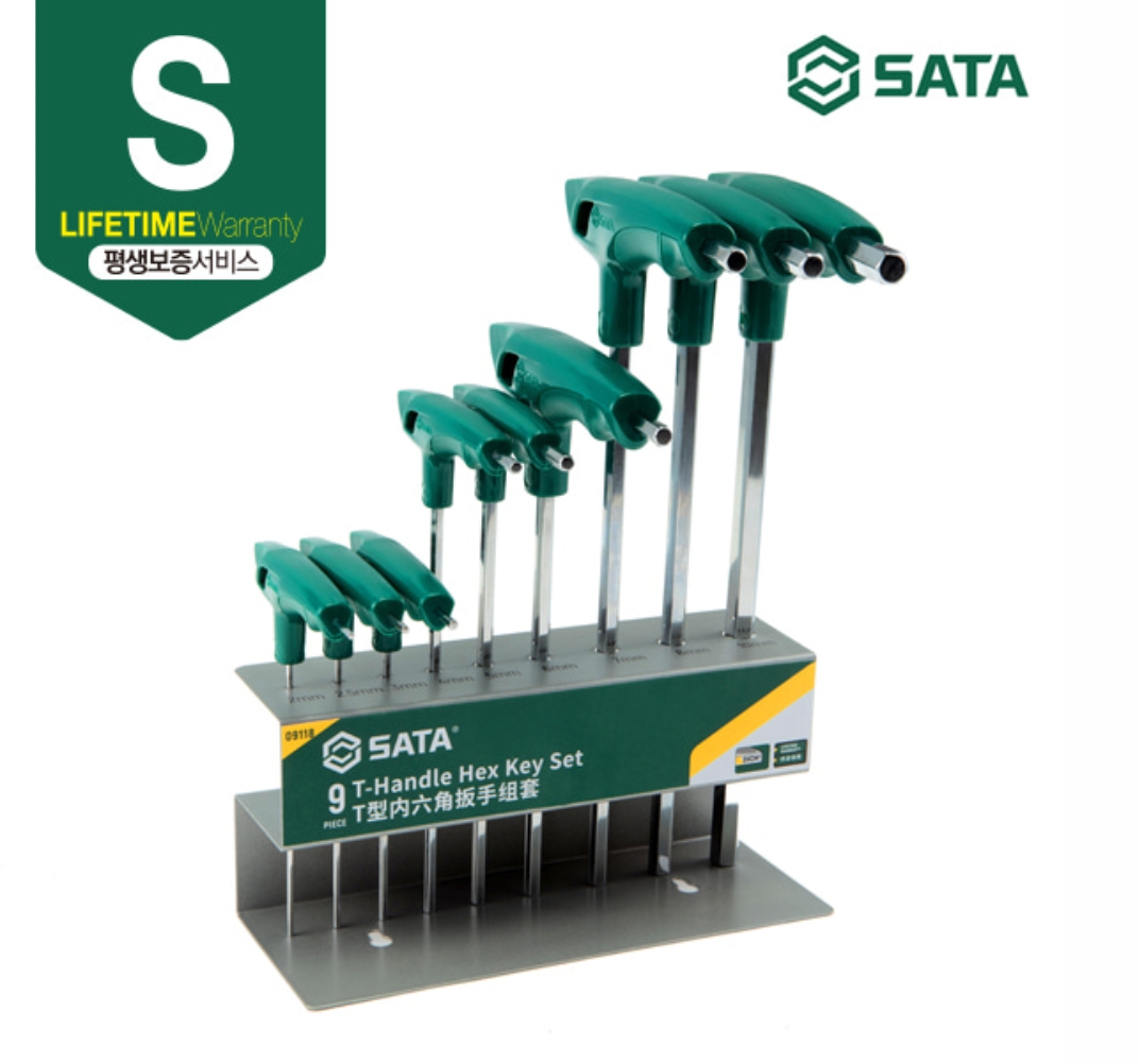 사타 SATA 육각 T-핸들 렌치 세트 9PCS 09118 손잡이랜찌 - 상세 이미지 2