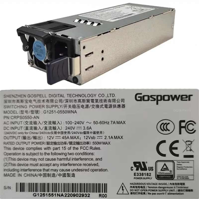 GOSPOWER 오리지널 전원공급장치 G1251-0550WNA G1342-0800WNA G1136-1300WNA G1136-1600WNA G1358-2000WNA 550W 800