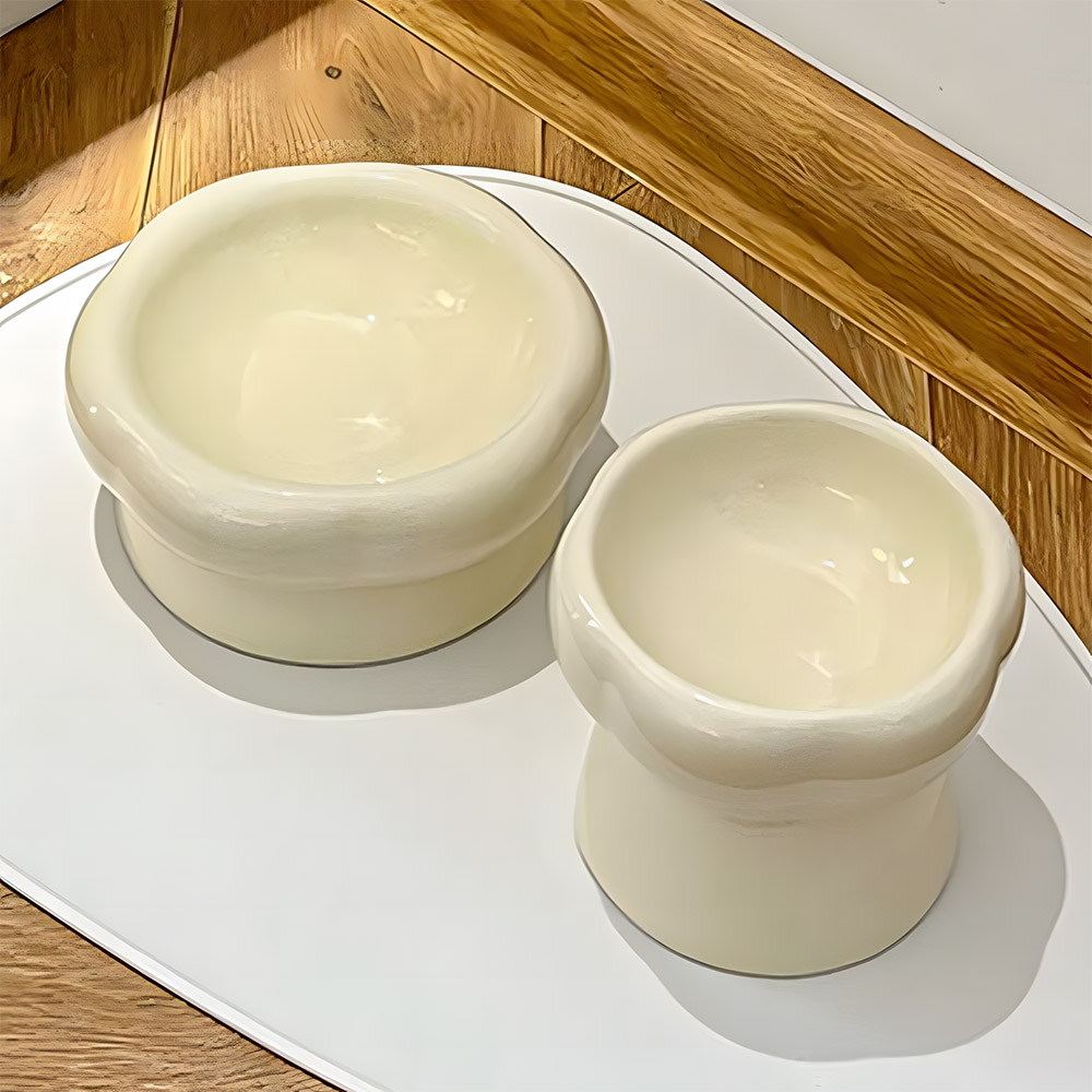 세라믹 높은 강아지 밥그릇 도자기 고양이 물그릇 식기 300ml, 낮은볼(옐로우) 이미지 8