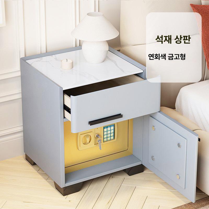 스마트 무선충전 침대 협탁 소형 모던 수납 금고 잠금장치 고급형 진회색 락 A 40cm 폭 - 상세 이미지 4
