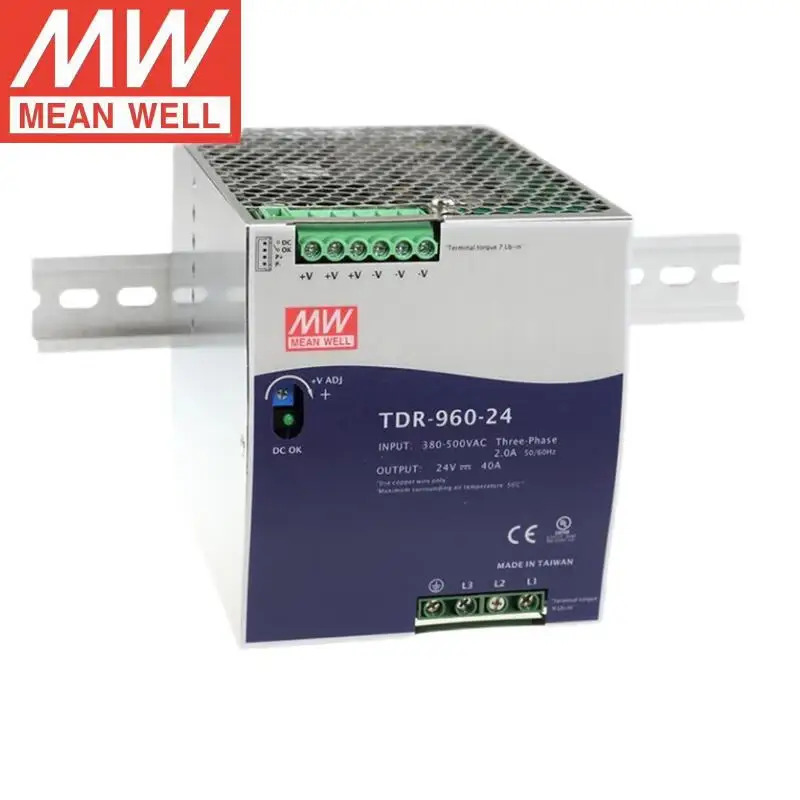 Mean Well TDR-960-48 48V DC 가변 전원공급장치 단일 출력 24VDC 20A Din 레일 960W 전력 산업공급 장치