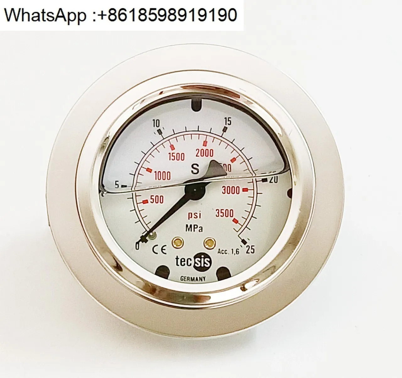 독일 tecsis 유압 게이지 지진 압력 31.5/25/40Mpa 방사형 1/4 치아