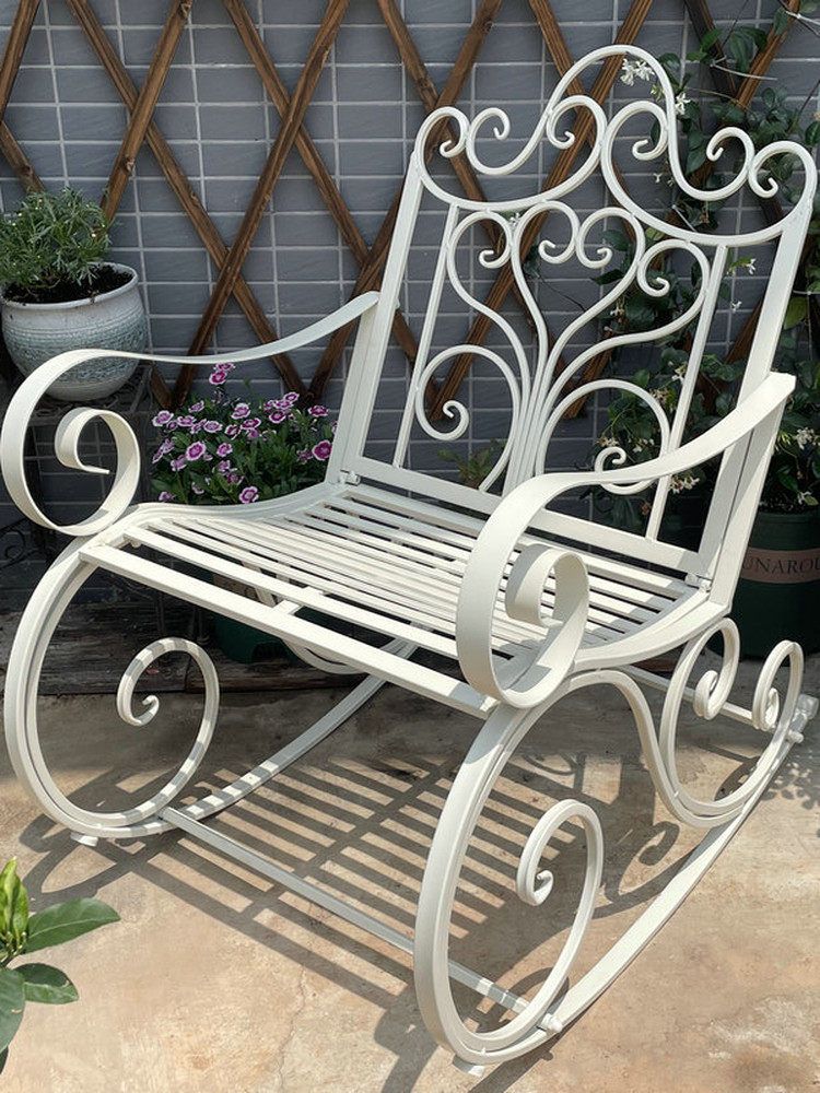 빈티지 철제 흔들의자 야외 발코니 정원용 휴식 라운지 - 상세 이미지 4