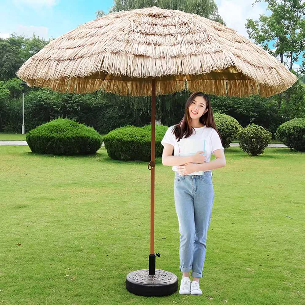 밀짚 파라솔 정원 리조트 옥상 야외 우산 볏짚 그늘막 2m 직선형 높이 조절 + 땅꽂이 이미지 6