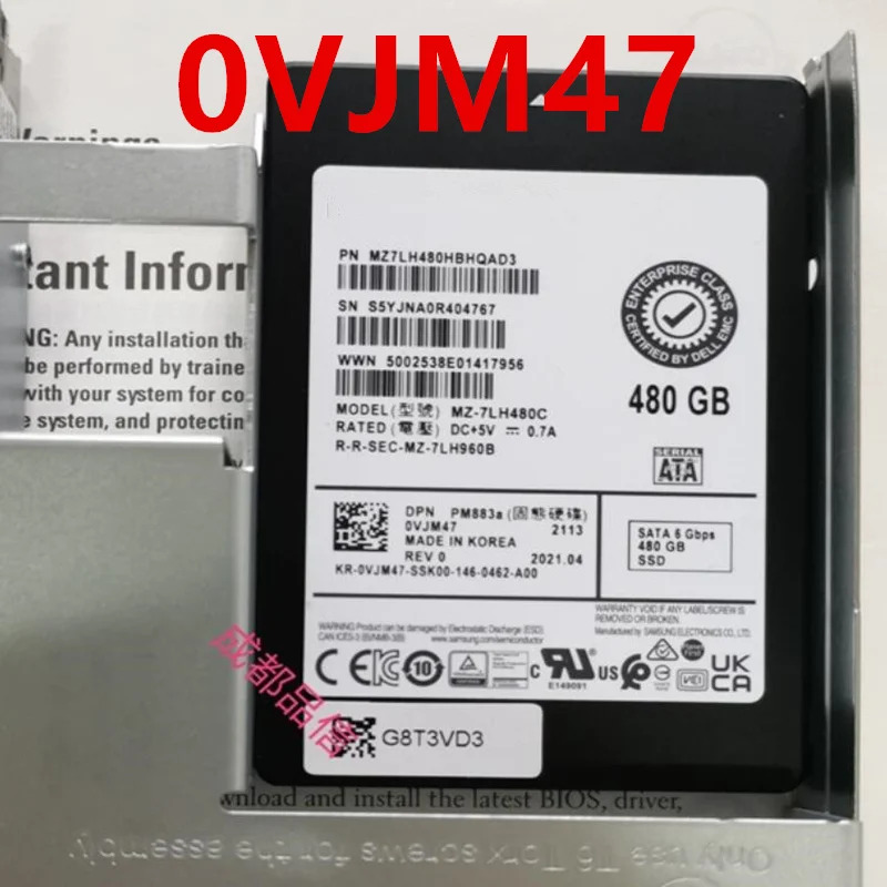 DELL오리지널 솔리드 스테이트 드라이브 480GB SATA SSD PM883a 0VJM47 VJM47