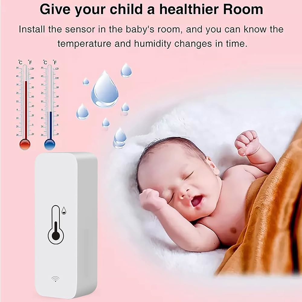 가정용 WiFi 습도계 온도계 센서, 원격 앱 알림 기능이 있는 실내 무선 온도 습도 센서 모니터, 투야 앱과 연동, 온실용(1팩) 1-Pack - 상세 이미지 3