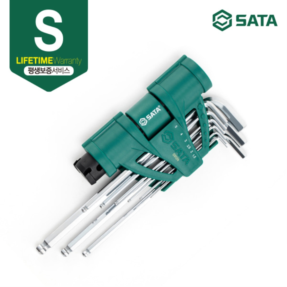 사타 SATA 육각 엑스트라 롱 볼 렌치 토크 핸들 세트 9PCS 09124 기억자랜찌 - 상세 이미지 2