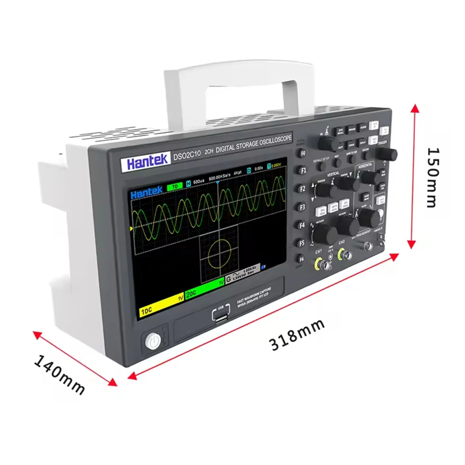 DSO2C10 DSO2C15 DSO2D10 DSO2D15 디지털 오실로스코프 듀얼 채널 경제적100MHZ 대역폭 핸드헬드