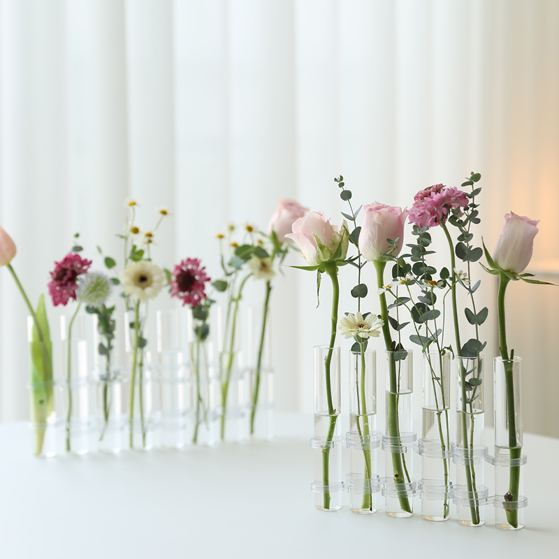 루시 이케바나 유리화병 꽃꽂이 실린더 투명 시험관 수경재배 꽃병 6구