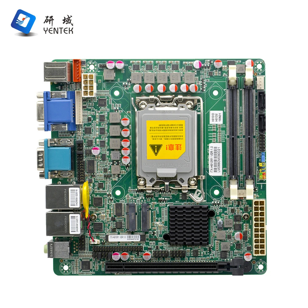 YENTEK H610 고속 칩셋 LGA1700 DDR4 2 SATA3.0 VGA HD 6 RS232 COM LAN 산업임베디드 미니 Itx 마더보드