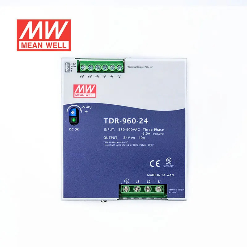 Mean Well TDR-960-48 48V DC 가변 전원공급장치 단일 출력 24VDC 20A Din 레일 960W 전력 산업공급 장치