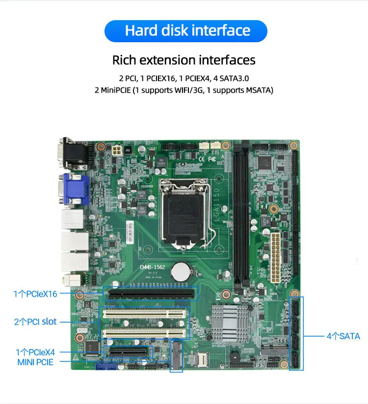 Adipcom M 마더보드 EMMB-1562 CPU LGA 1150/2LAN/DDR3 지원 16GB 메모리 컴퓨터 서버 미니