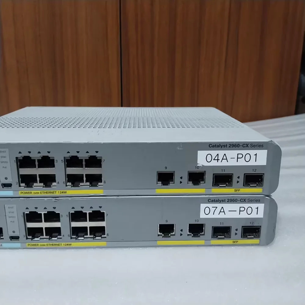 CISCO WS-C2960CX-8PC-L 8포트 기가비트 POE 전원 공급 2포트 SFP 무음 네트워크 스위치1개