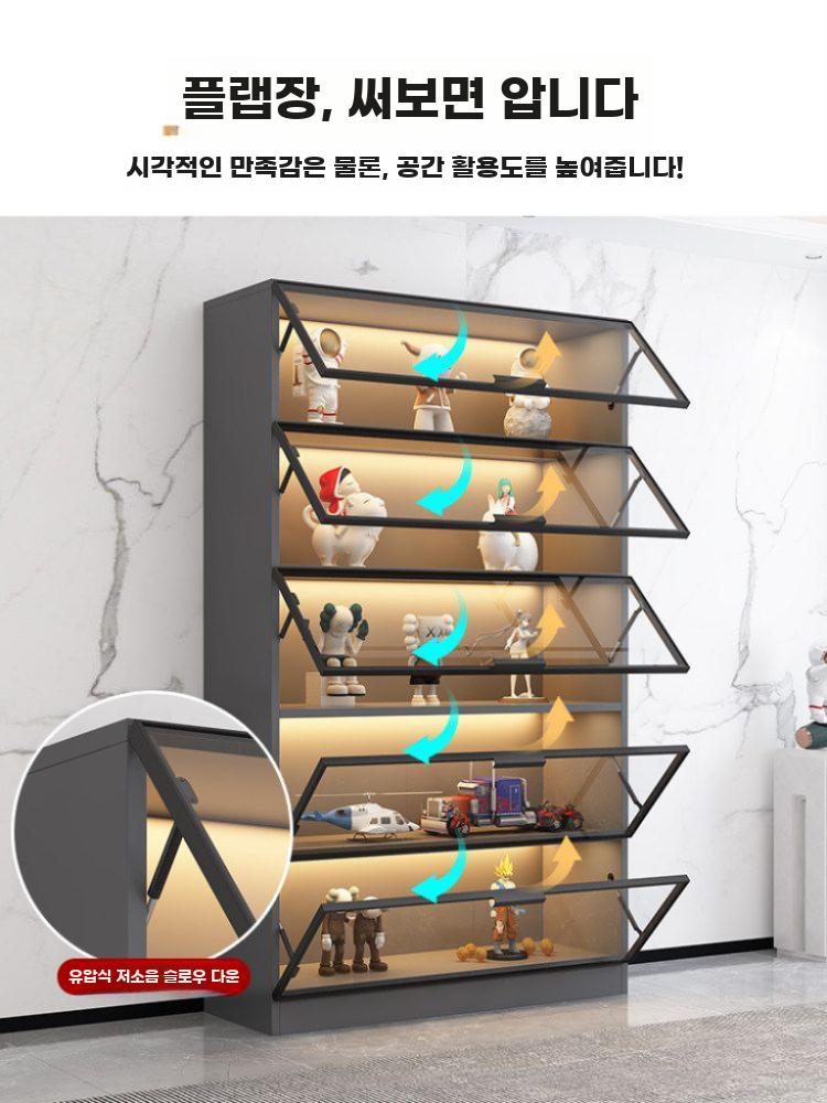 맞춤형 유리문 장착 원목 책장 전체벽면 방진 진열장 - 상세 이미지 3