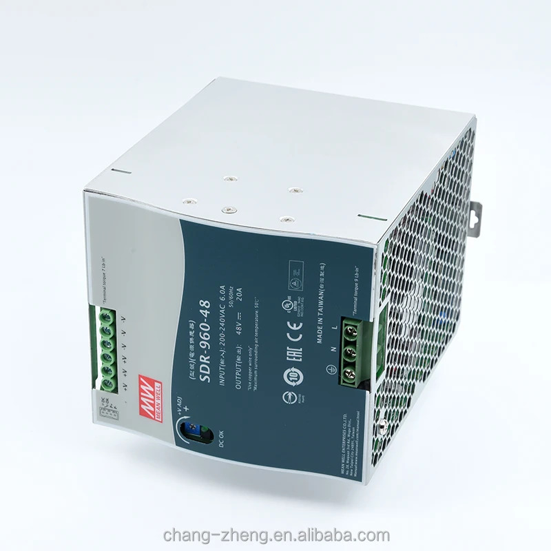 MeanWell SDR-960-24 24V 48V DIN 레일 PFC 40A 전원공급장치 산업제어 시스템 AC 전압 변압기