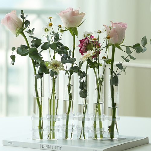 루시 이케바나 유리화병 꽃꽂이 실린더 투명 시험관 수경재배 꽃병 6구