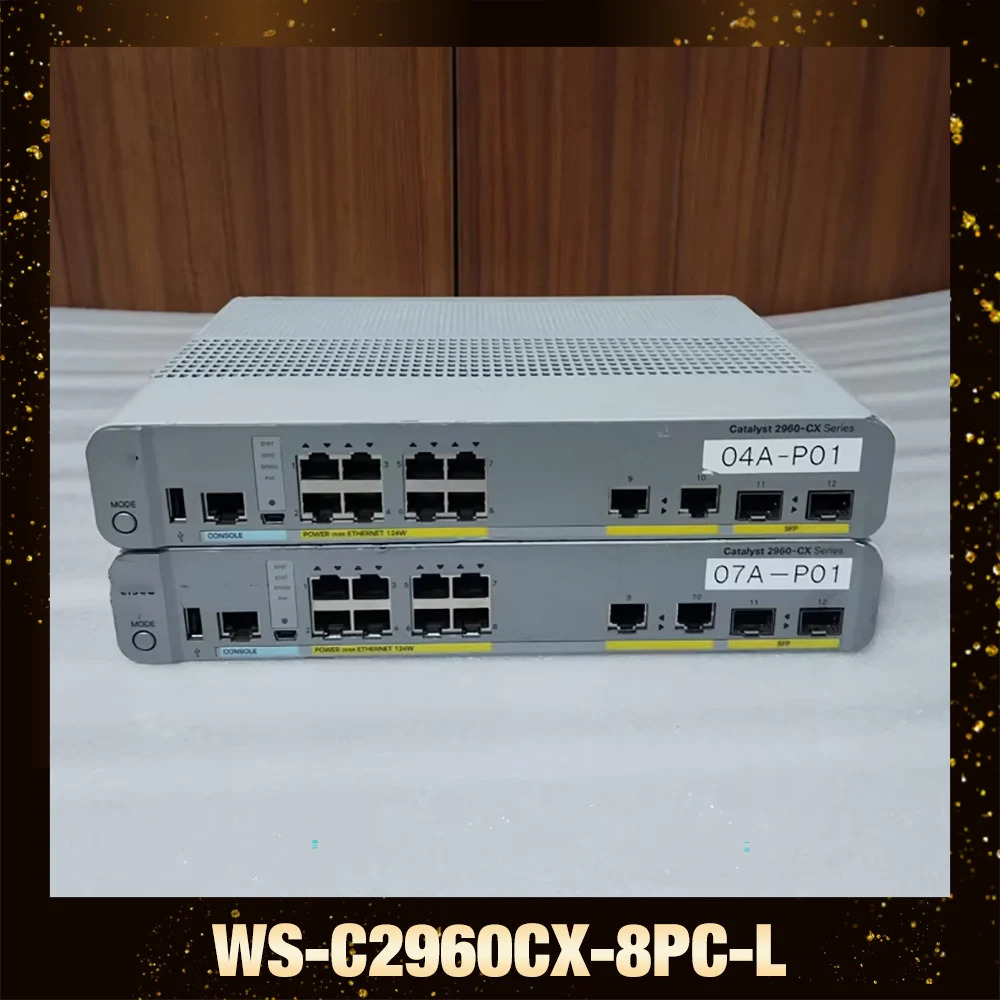CISCO WS-C2960CX-8PC-L 8포트 기가비트 POE 전원 공급 2포트 SFP 무음 네트워크 스위치1개