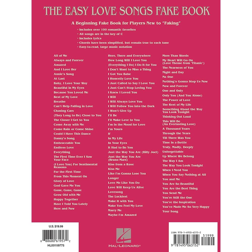 The Easy Love Songs Fake Beginners and 100 Large in Book Romantic Vocal, for the Piano, of C Musicia - 상세 이미지 2