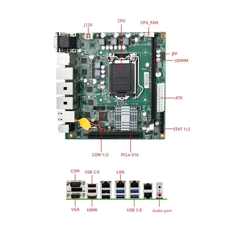 EIP 제어 허브 EITX-7588 산업마더보드 1151 핀 5포트 시각적 지원 또는 DC 전원 서버