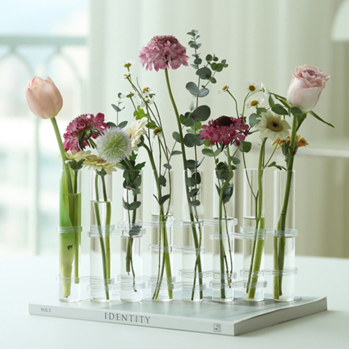 루시 이케바나 유리화병 꽃꽂이 실린더 투명 시험관 수경재배 꽃병 6구