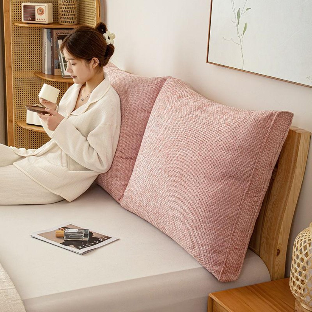 북유럽 스타일 침대 등받이 소파 대형 고급 소프트 패브릭 체리블라썸핑크 60 x 60x10 - 상품 이미지